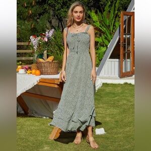 Grace Karin Green Patterned Maxi Dress